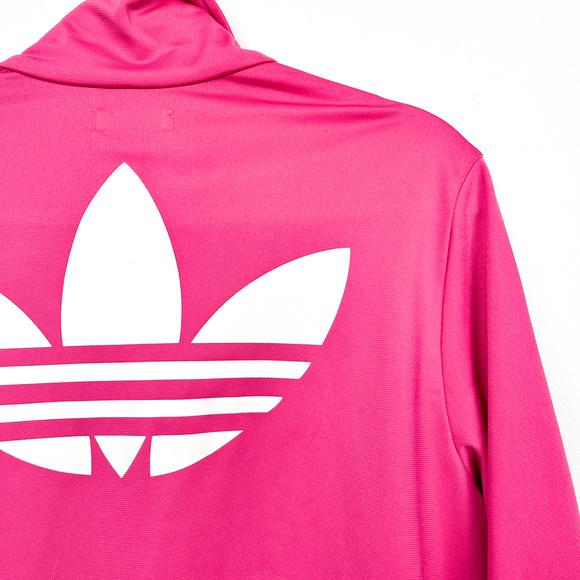 Adidas Long Sleeve Zip-Up Hot Pink & White Jacket - Picture 6 of 12